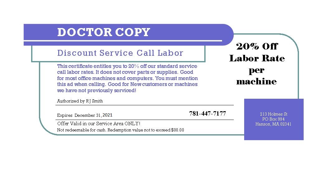 20 percent off copier service charge Doctorcopy